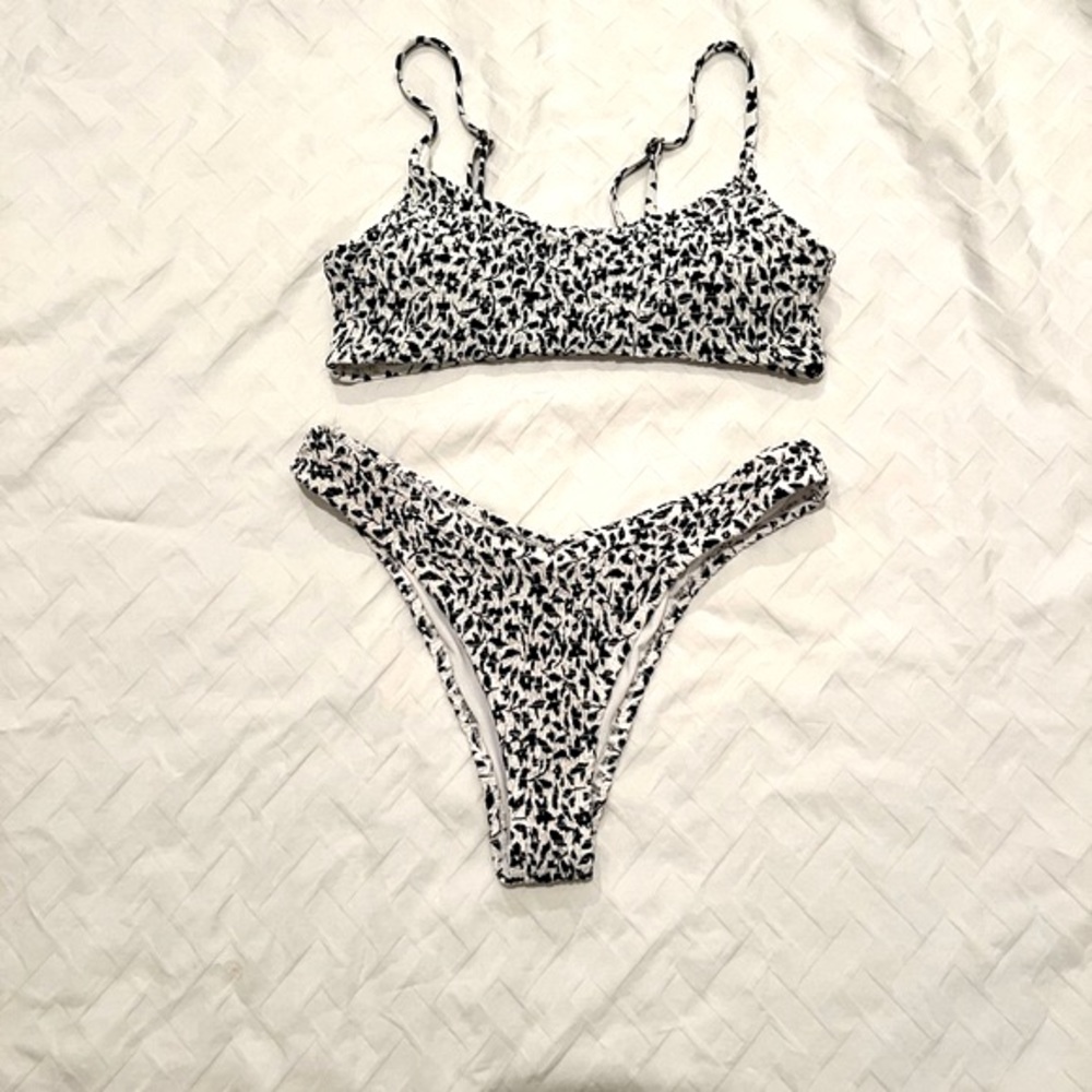 Shein Black and White High Leg Bikini